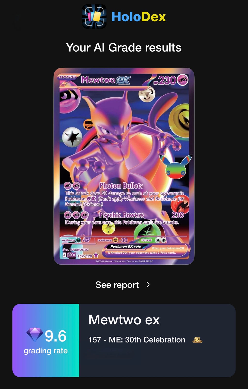 Mewtwo EX 30th Celebration